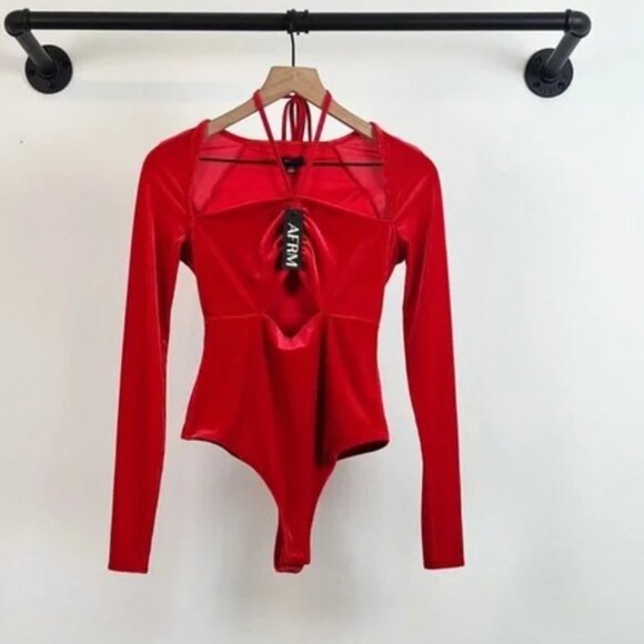 NWT AFRM Rouge Assunta Bodysuit Red size Medium - Picture 3 of 6